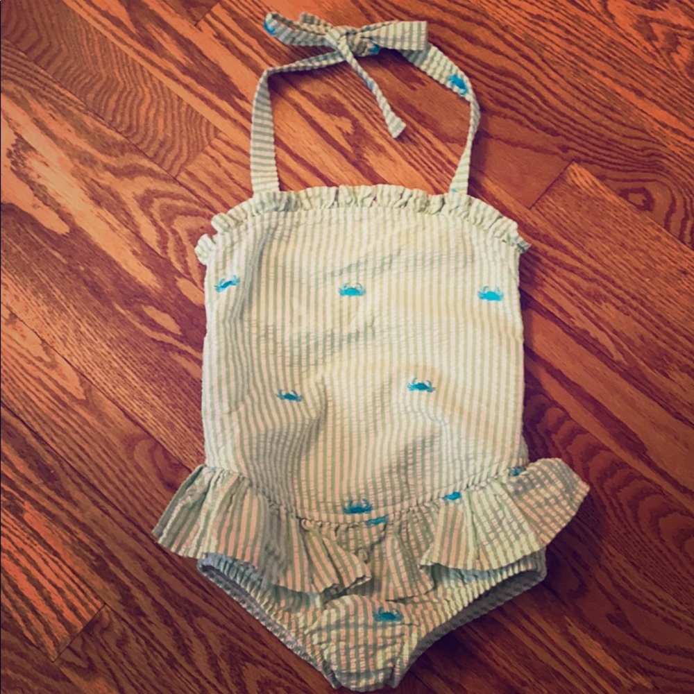 Seersucker crab swimsuit